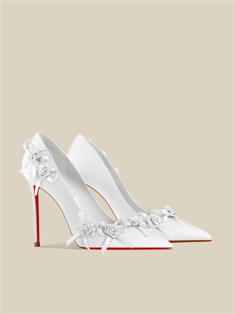 Women'S Shoes Red Bottoms - Lente nieuwe puntige witte satijnen bruidsschoenen