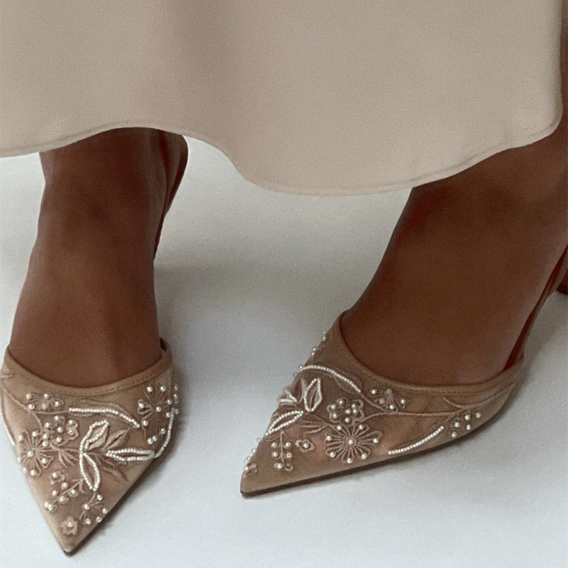 Women Shoes Luxury Brand - Zomer en herfst Puntige fijne hak