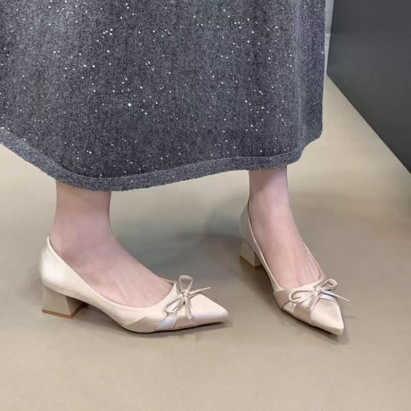 Women Shoes With Heels - Retro halflange enkele schoenen Lente en
