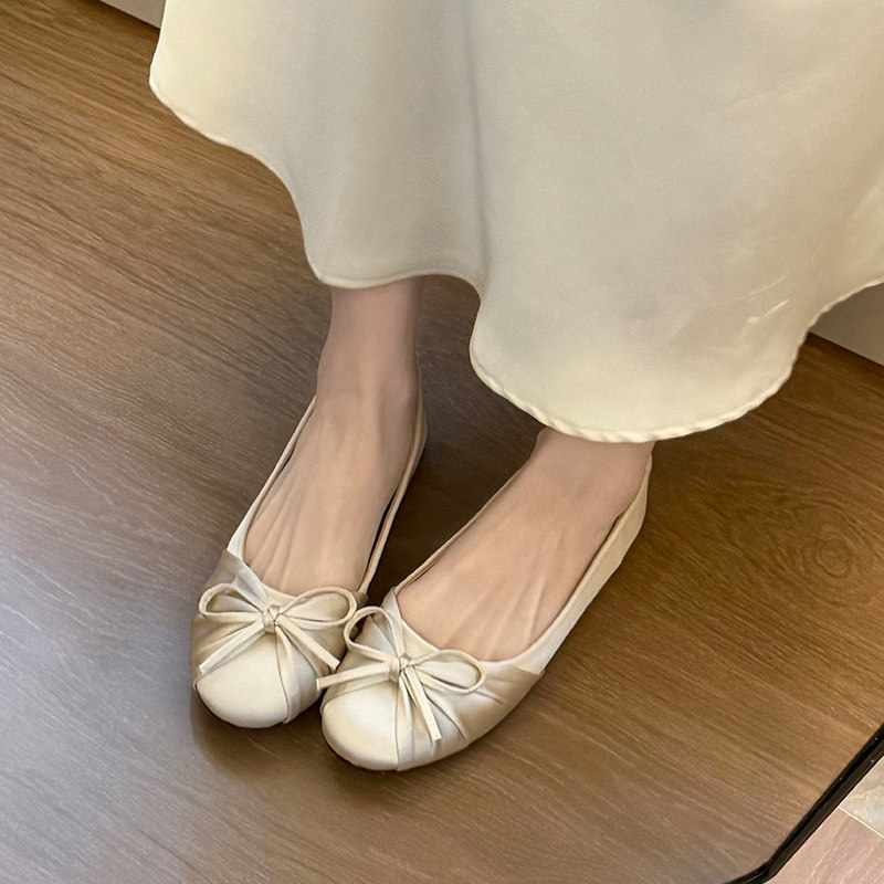 Women Shoes With Heels - 2026 Nieuwe strik-knoop temperament satijnen lage