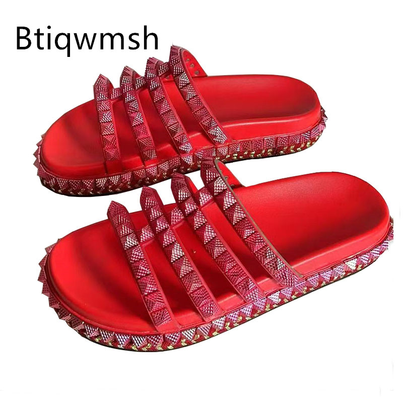 Women'S Shoes Red Bottoms - Rode klinknagel bezaaid gladiator sandalen vrouw