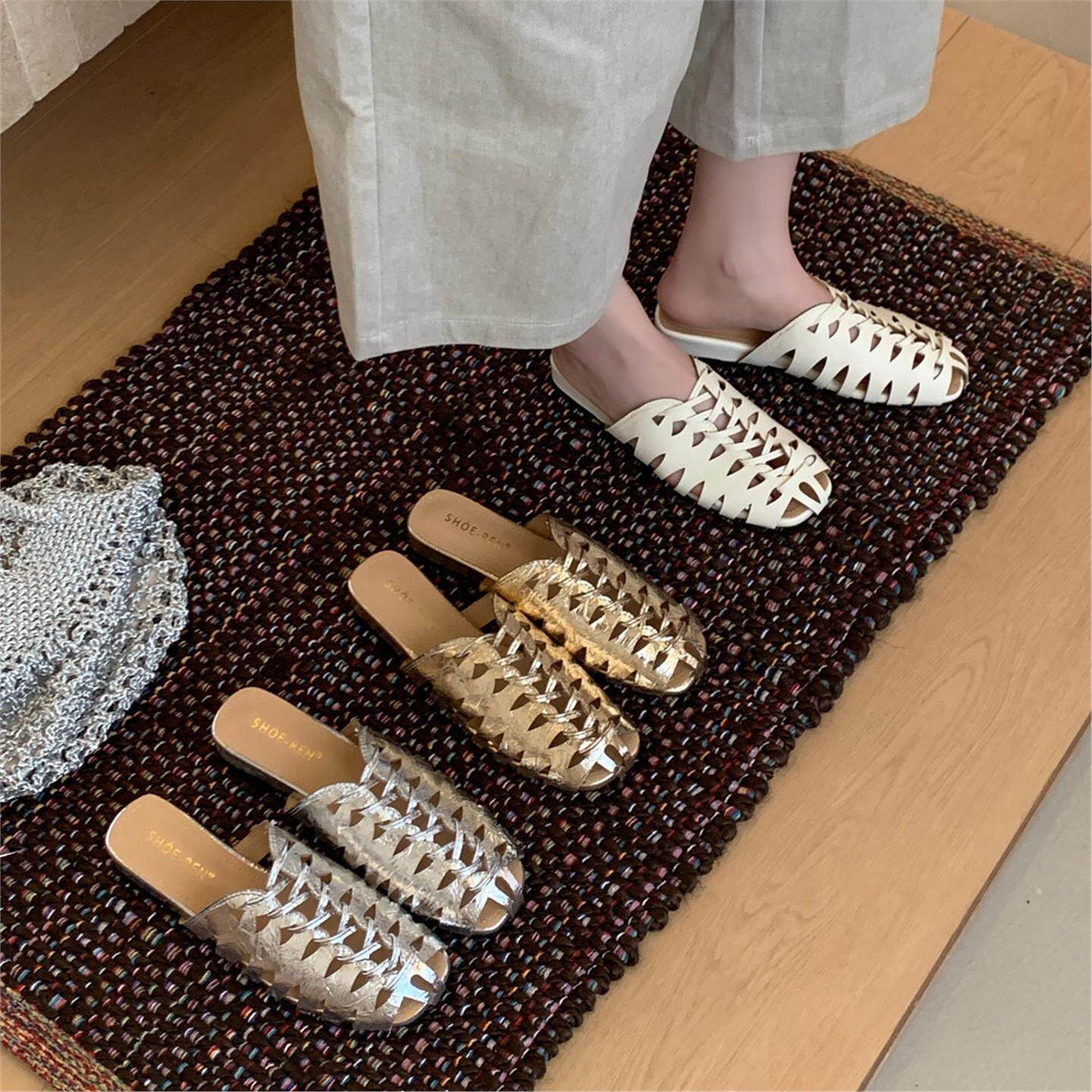 Women Shoes Luxury Brand - luxe merk handgemaakt geweven gaas uitgehold