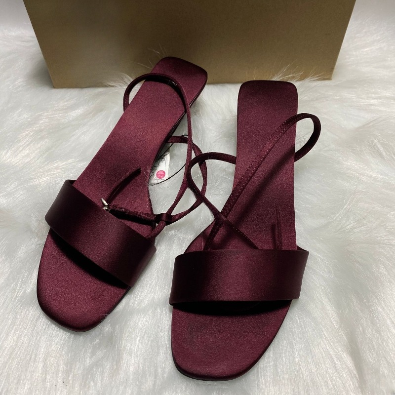 Women Shoes Luxury Brand - Luxe Satijnen Enkelbandje Lage Hakken Vrouwen