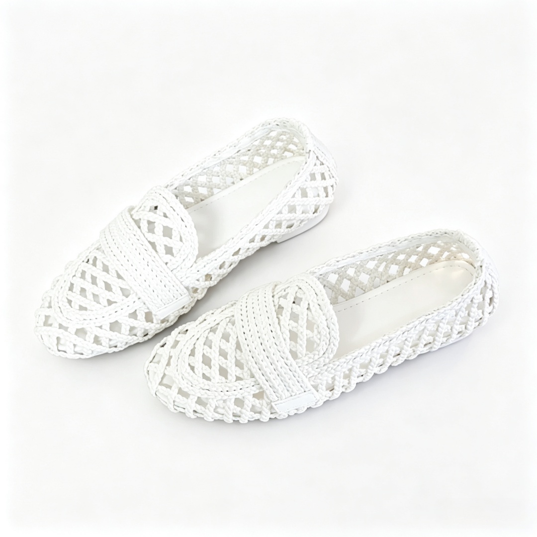 Women Shoes Luxury Brand - Luxe merk dames instappers, handgeweven schoenen,
