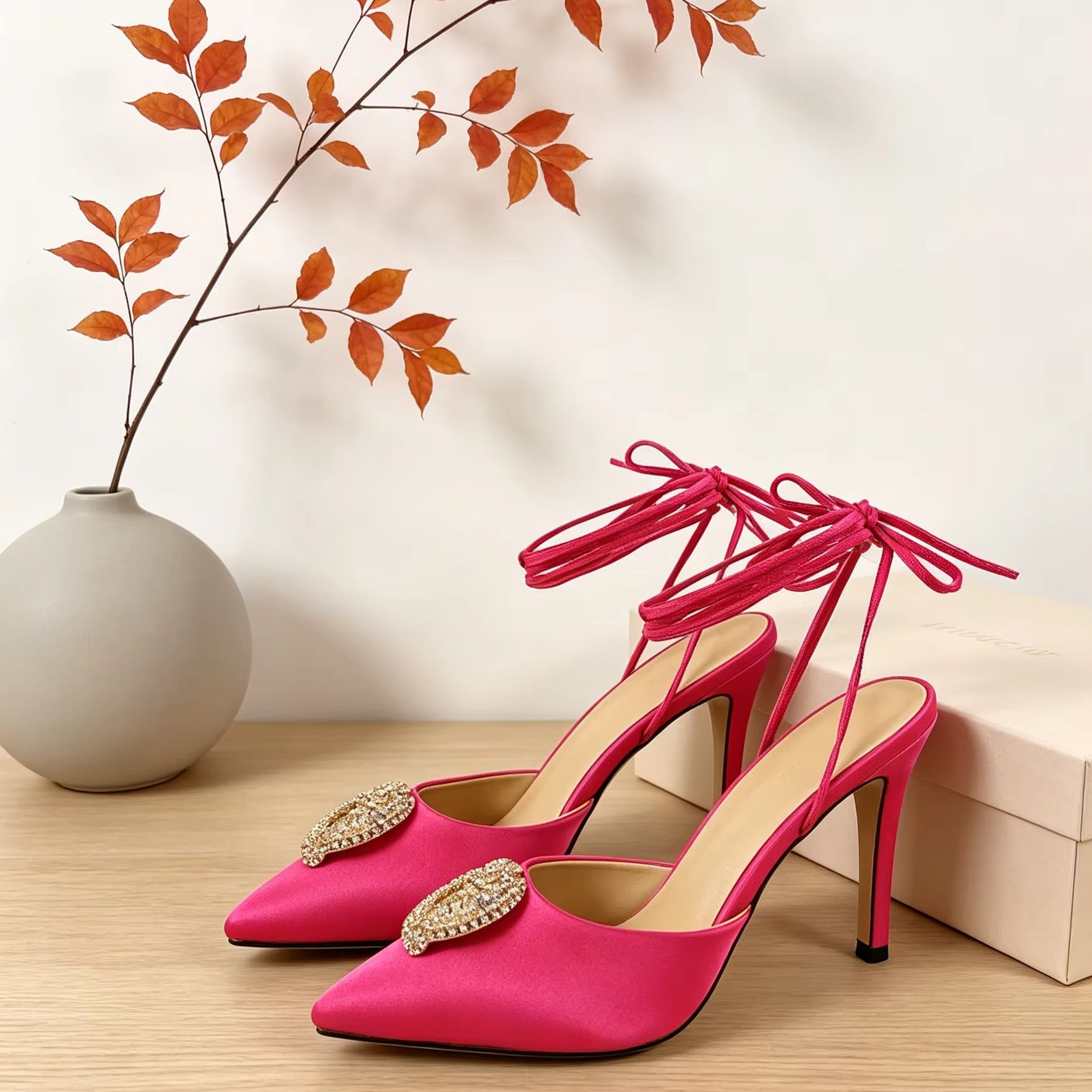 Women Shoes With Heels - Strass Decor Dames Puntschoen Stiletto Hoge